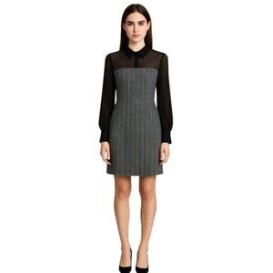 NWT BCBGeneration Black Sheer Sleeve Twill Plaid Pattern Dress